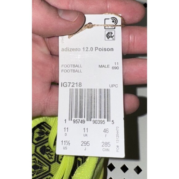 Adidas AdiZero 12.0 Poison Mens Football Cleats Size 11.5 Neon Green Black - Picture 8 of 9